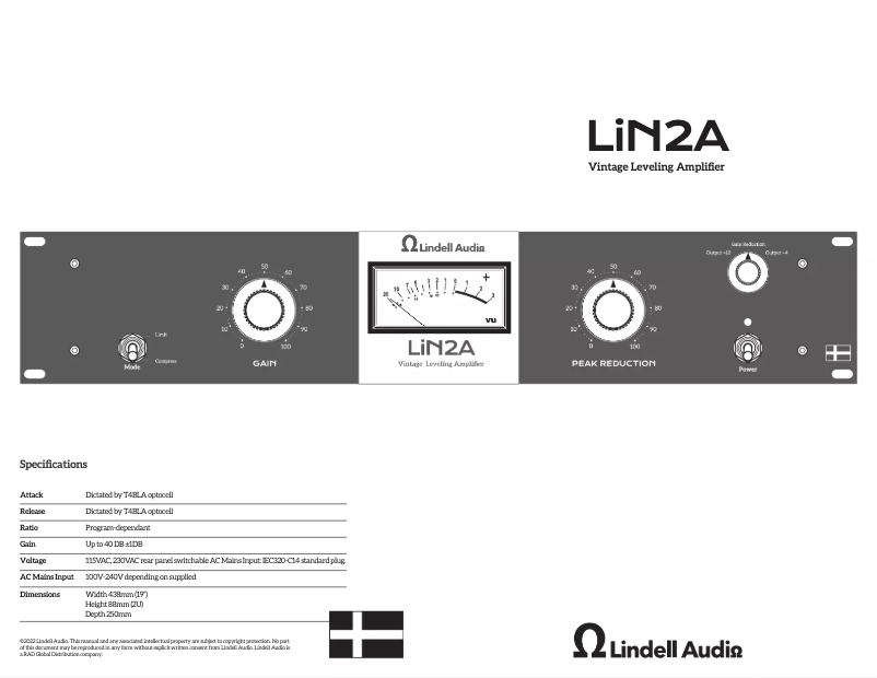 Página 1 del manual Manual de usuario Lindell Audio LiN2A