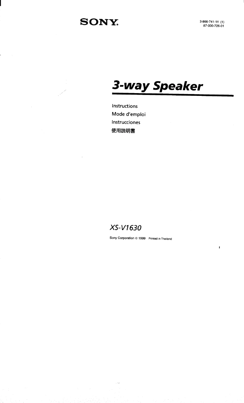 Page n°1 - Manuel utilisateur Sony XS-V1630