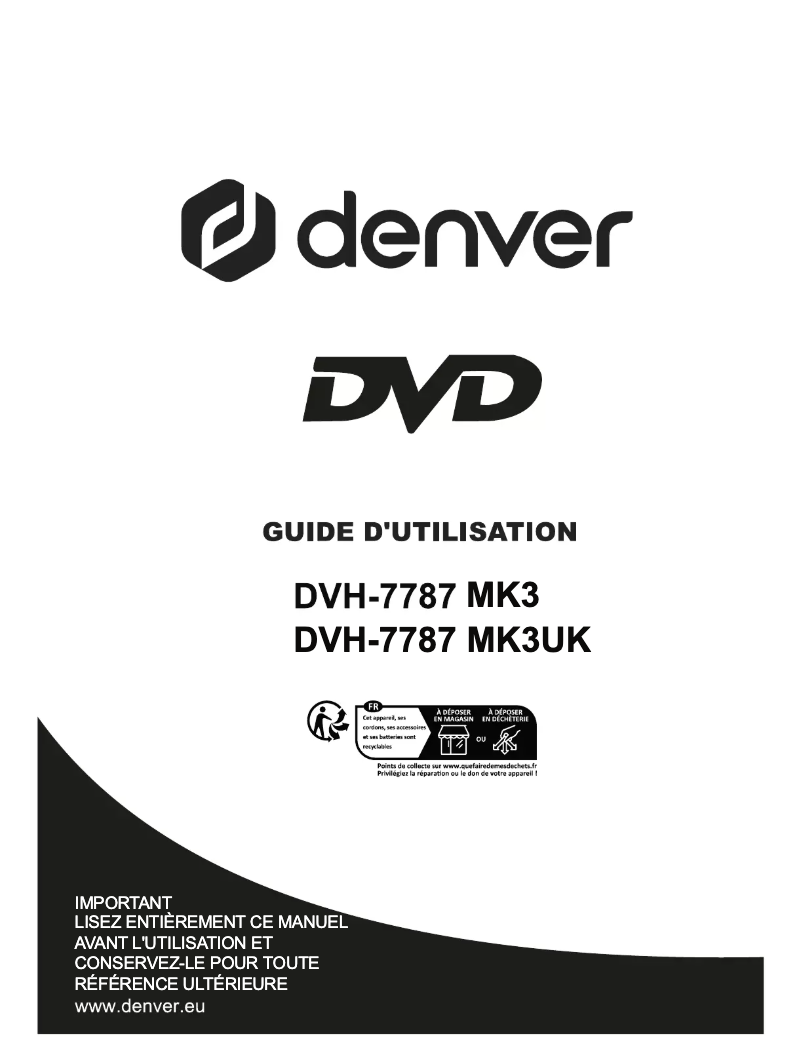 Page n°1 - Manuel utilisateur Denver MK3 DVH-7787 MK3
