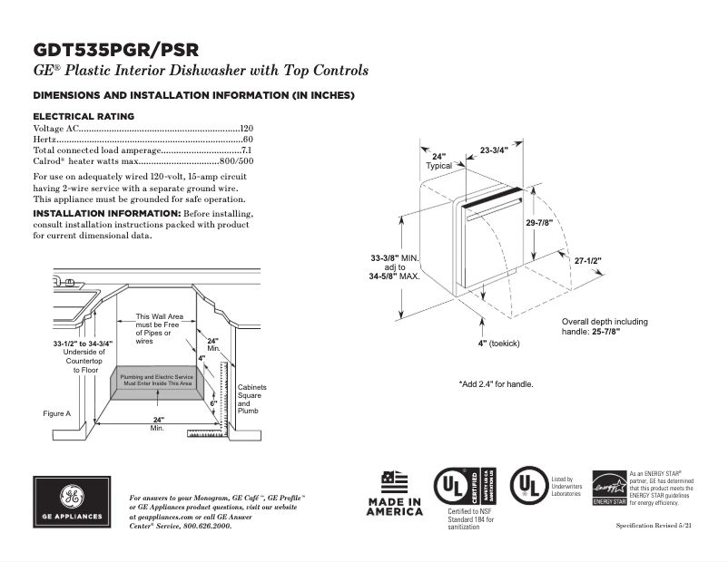 First page image of the manual for GDT535PSRSS