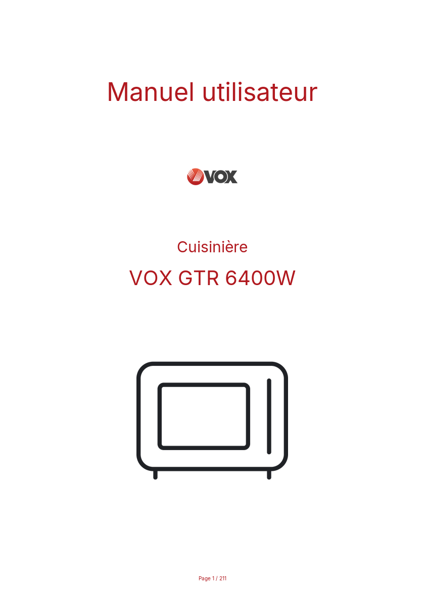 Image de la première page du manuel de l'appareil GTR 6400W
