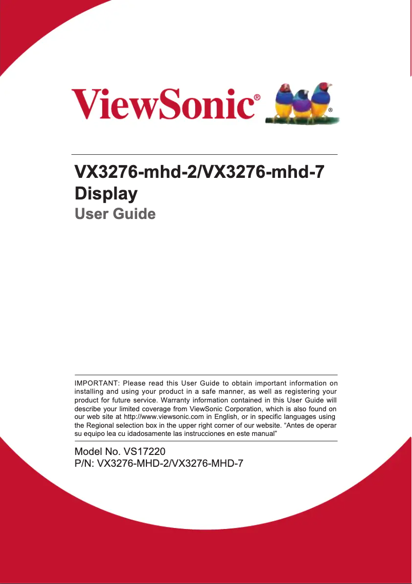 Página 1 del manual Manual de usuario Viewsonic VX Series 3276-mhd-2