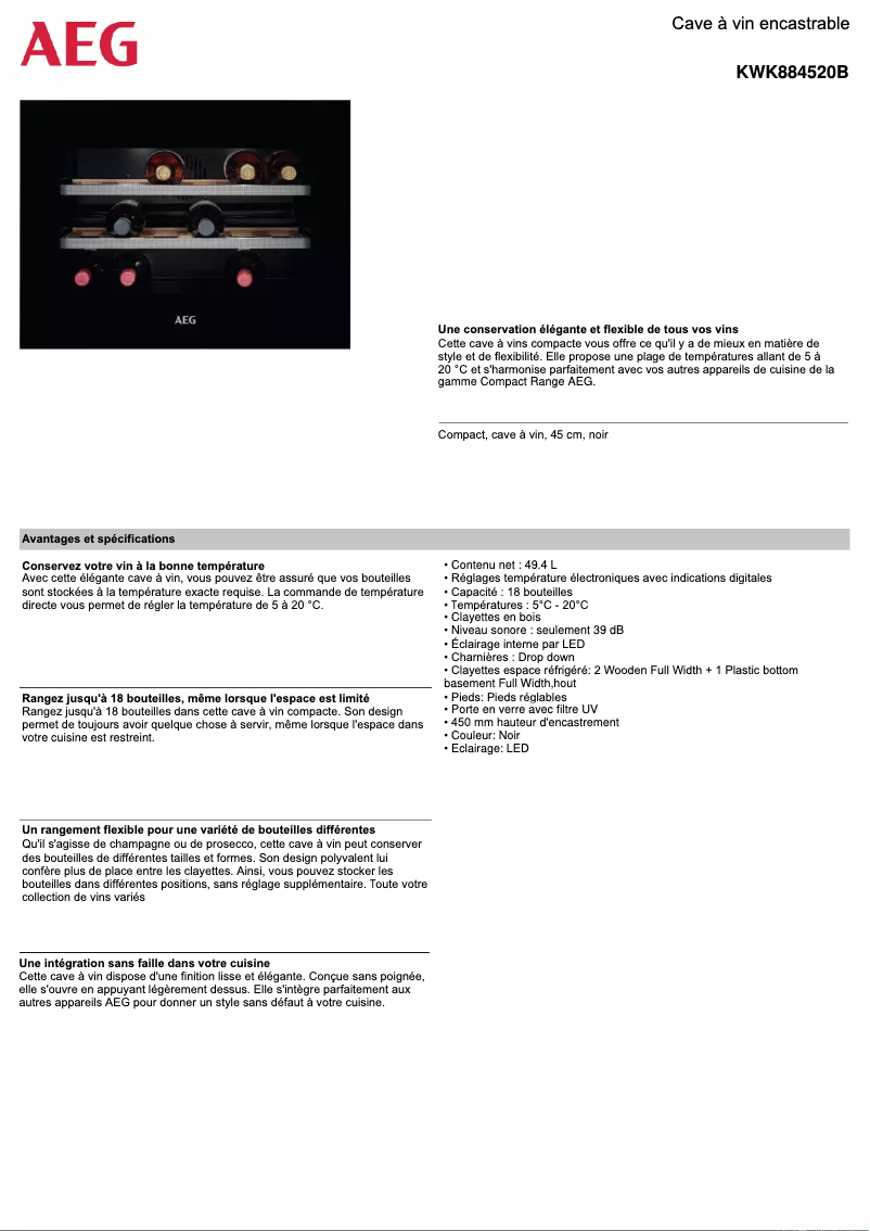 Imagen de la primera página del manual del dispositivo KWK884520B