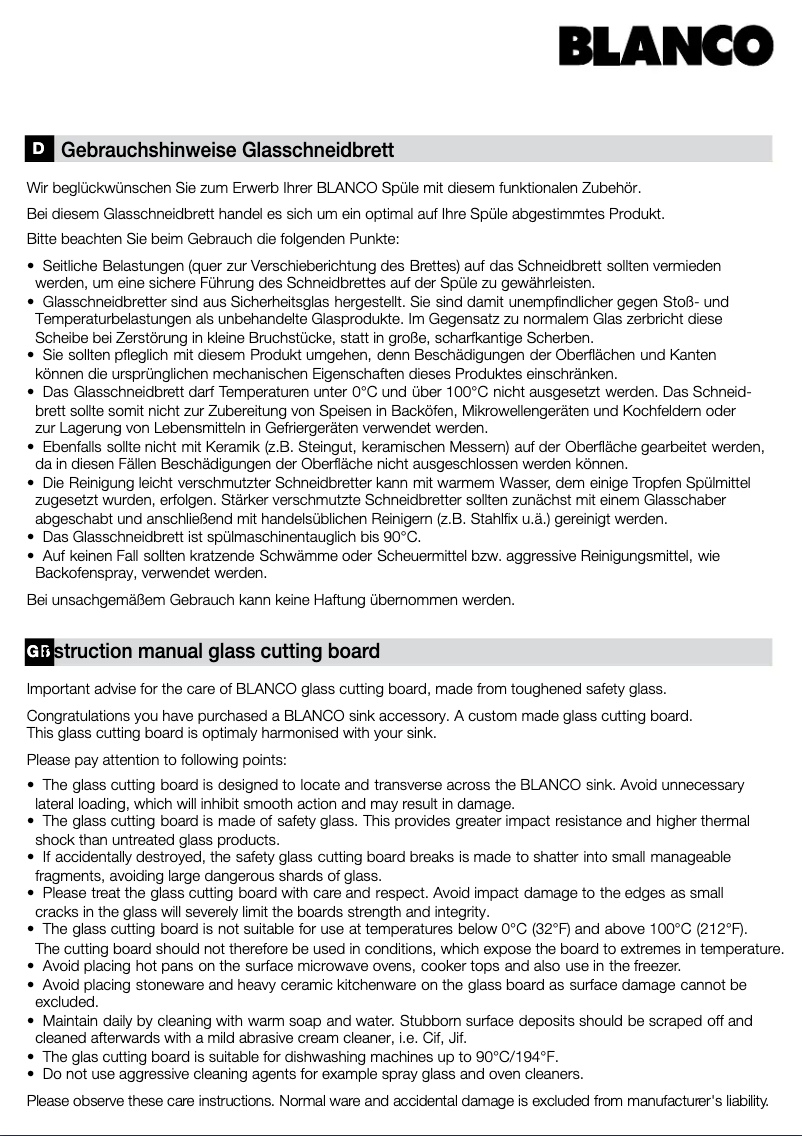 Page n°1 - Manuel utilisateur BLANCO Claron 700-U