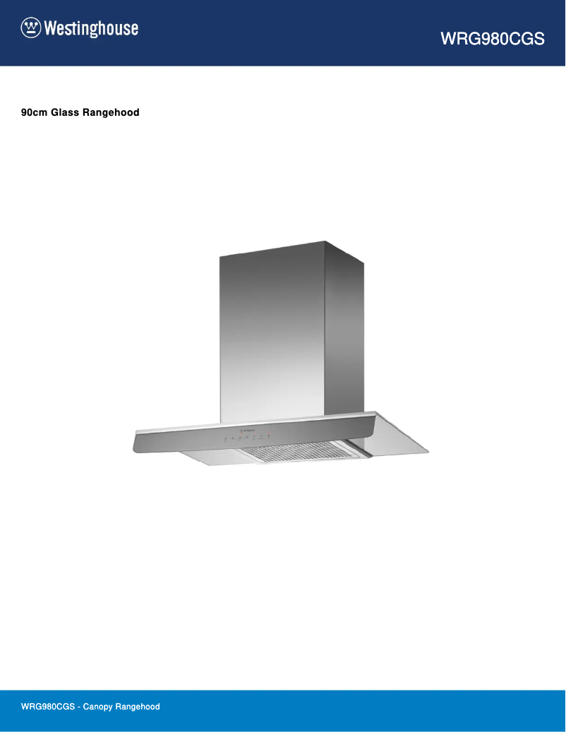 Page 1 de la notice Fiche technique Westinghouse WRG980CGS