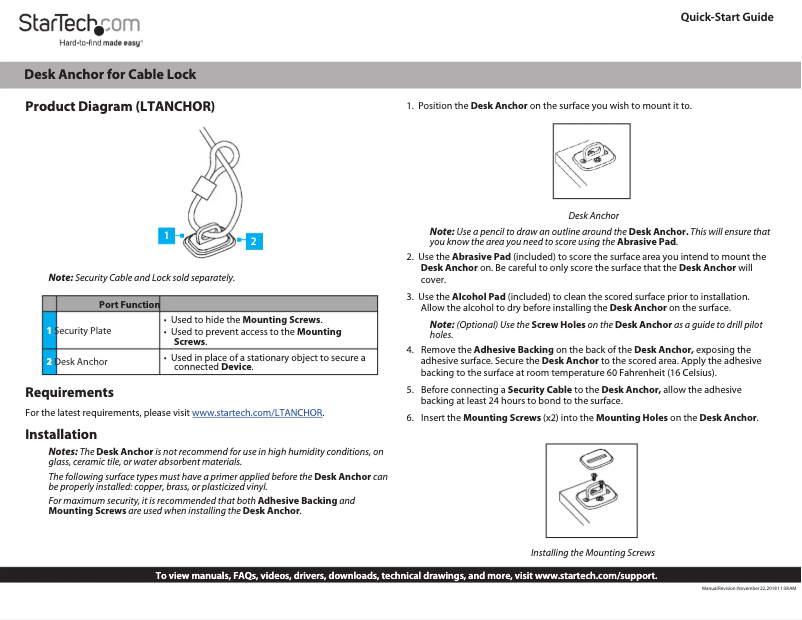 First page image of the manual for LTANCHOR