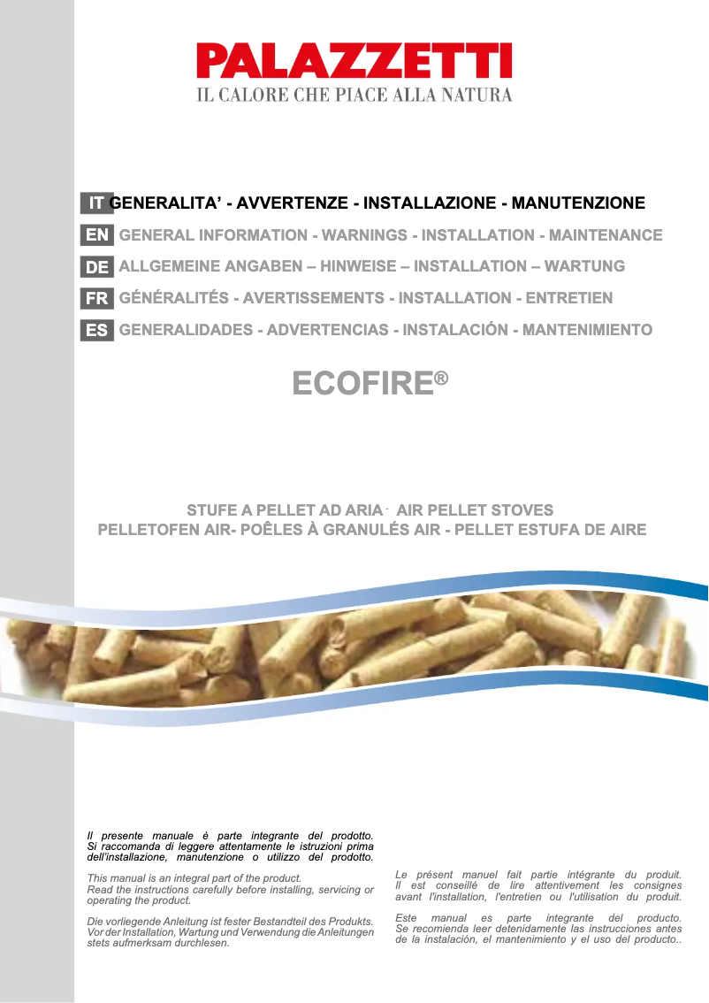 Page n°1 - Manuel utilisateur Palazzetti Ecofire Anna US 9 Pro 2 air