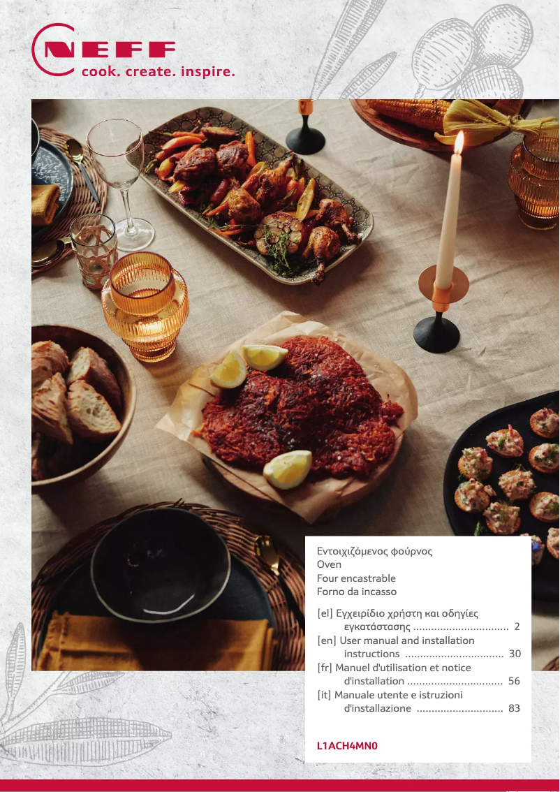 Page 1 of the manual Installation Guide Neff L1ACH4MN0