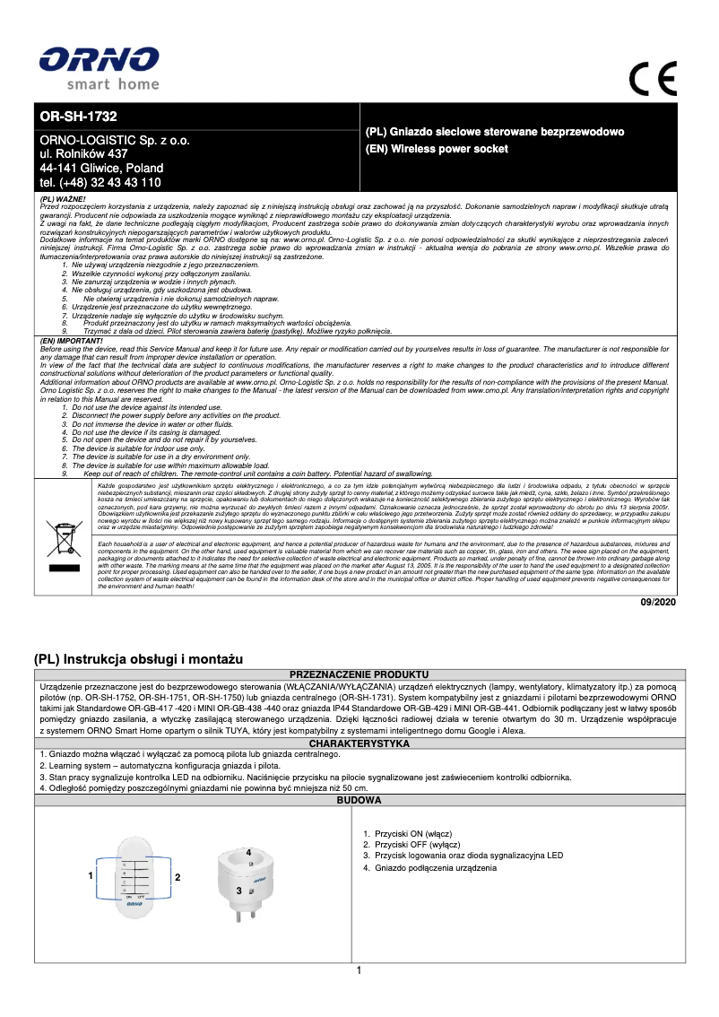 Image de la première page du manuel de l'appareil OR-SH-1732