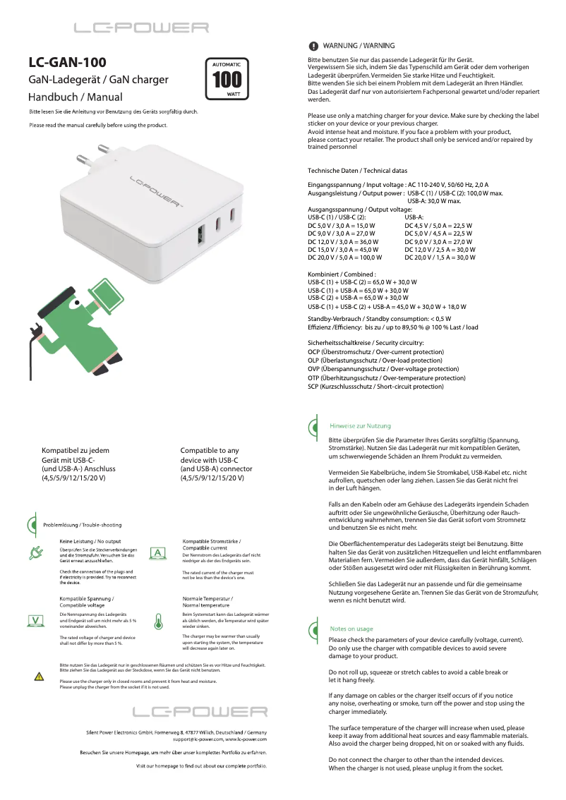 Image de la première page du manuel de l'appareil LC-GAN-100