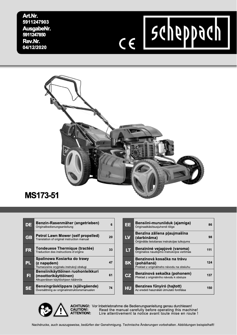 Page 1 de la notice Manuel utilisateur Scheppach MS173-51
