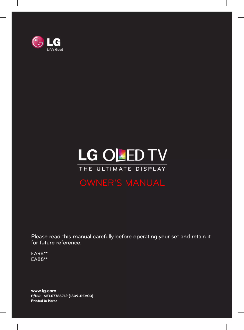 Page 1 de la notice Manuel utilisateur LG 55EA980V