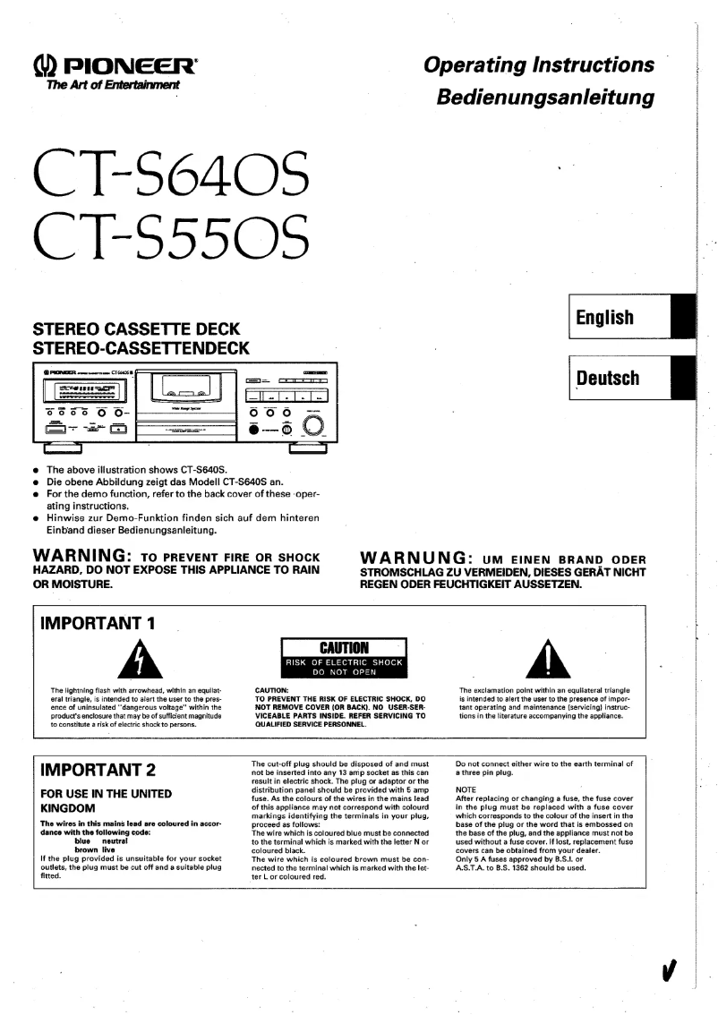 Page 1 de la notice Manuel utilisateur Pioneer CT-S55OS
