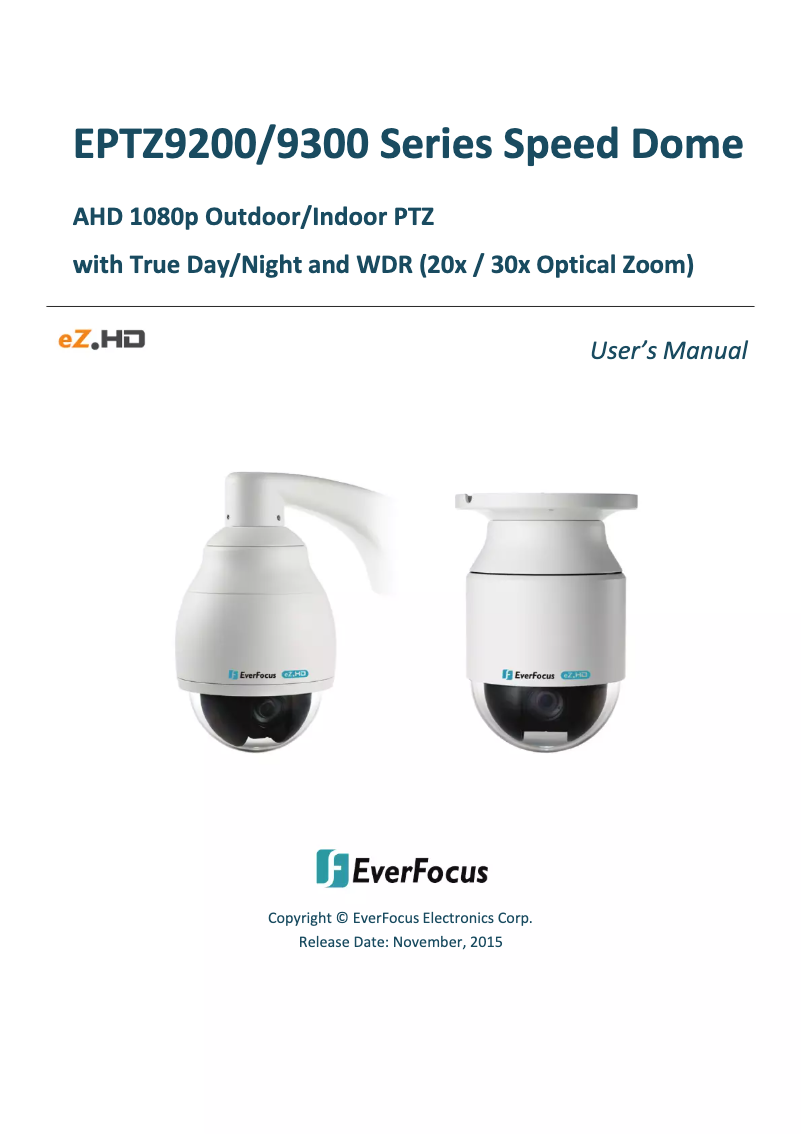 Page n°1 - Manuel utilisateur EverFocus EPTZ9200