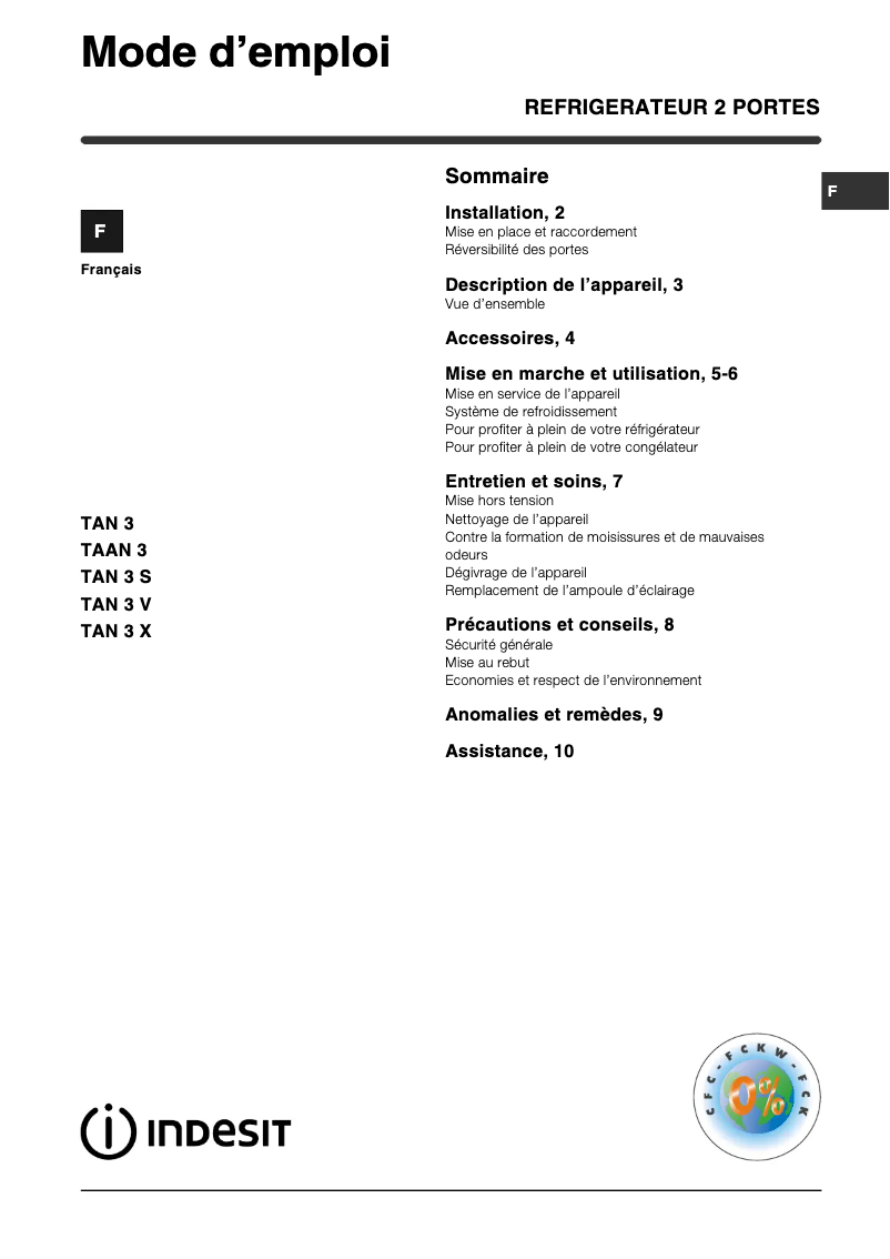 Imagen de la primera página del manual del dispositivo TAN 3 S (FR)