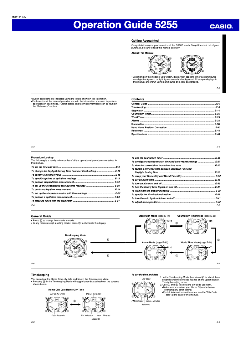 Page n°1 - Manuel utilisateur Casio 5255