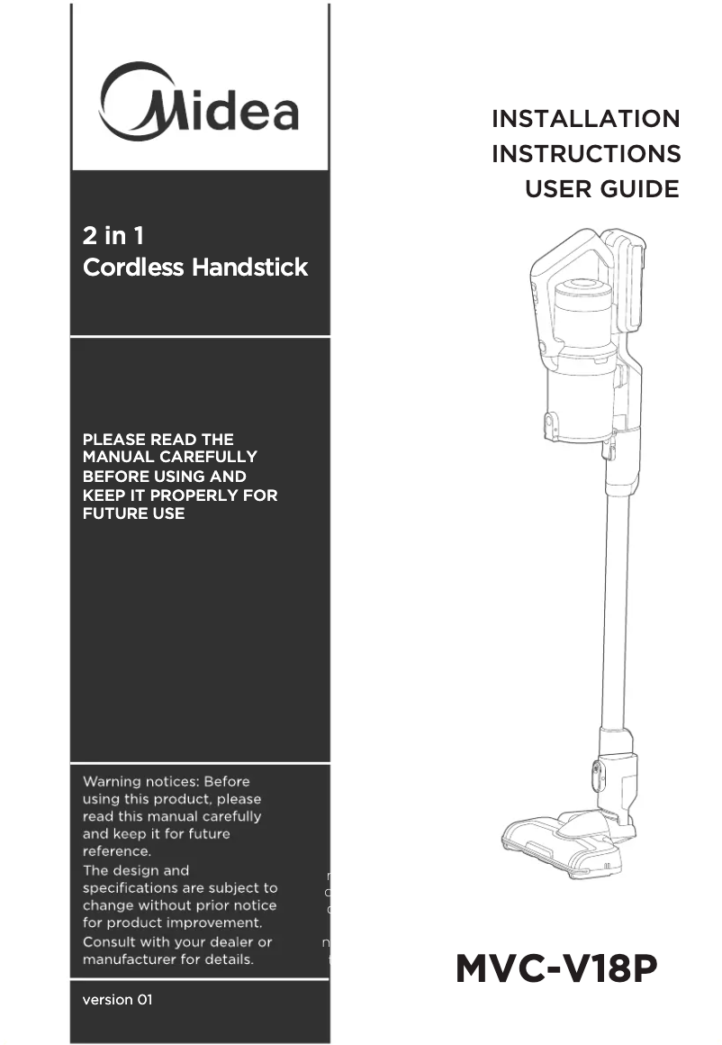 Page 1 de la notice Manuel utilisateur Midea MVC-V18P