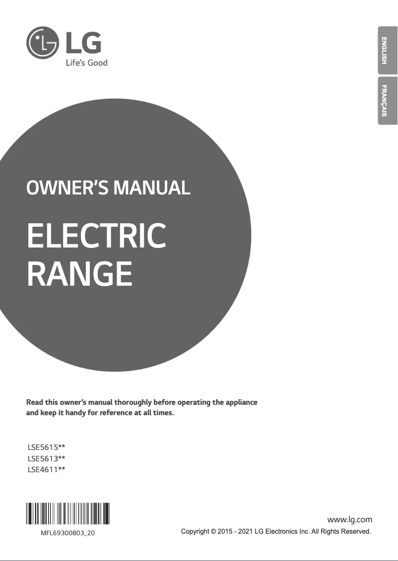 Page n°1 - Manuel utilisateur LG LSE5615ST