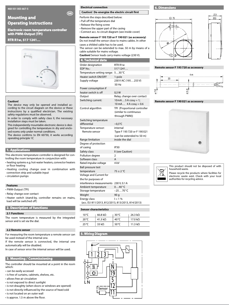 Page 1 de la notice Manuel utilisateur Eberle RTR R1w