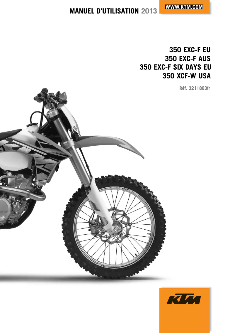 Page n°1 - Manuel utilisateur KTM 350 EXC-F (2013)