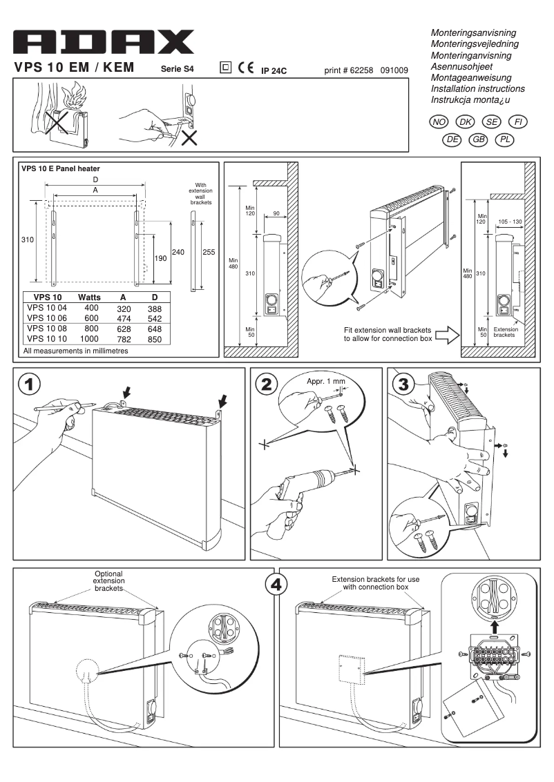 Page 1 de la notice Manuel utilisateur Adax VPS 10