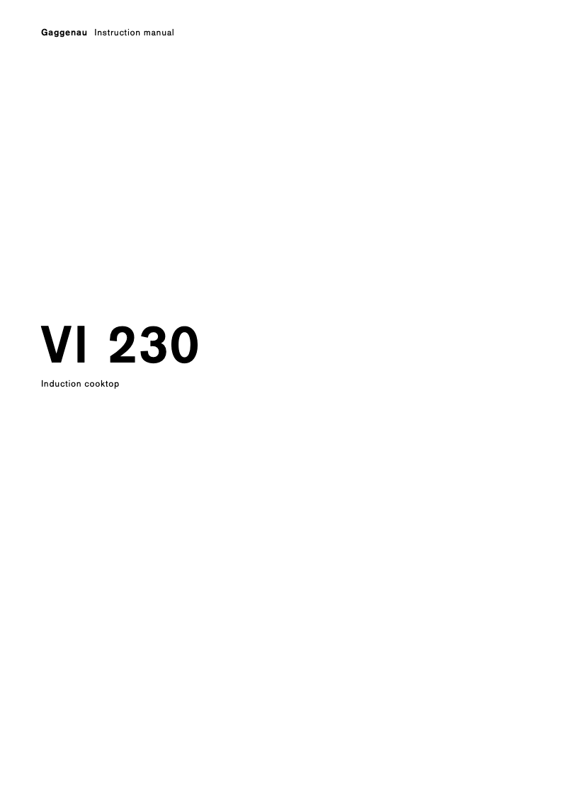 Page 1 de la notice Manuel utilisateur Gaggenau VI230114