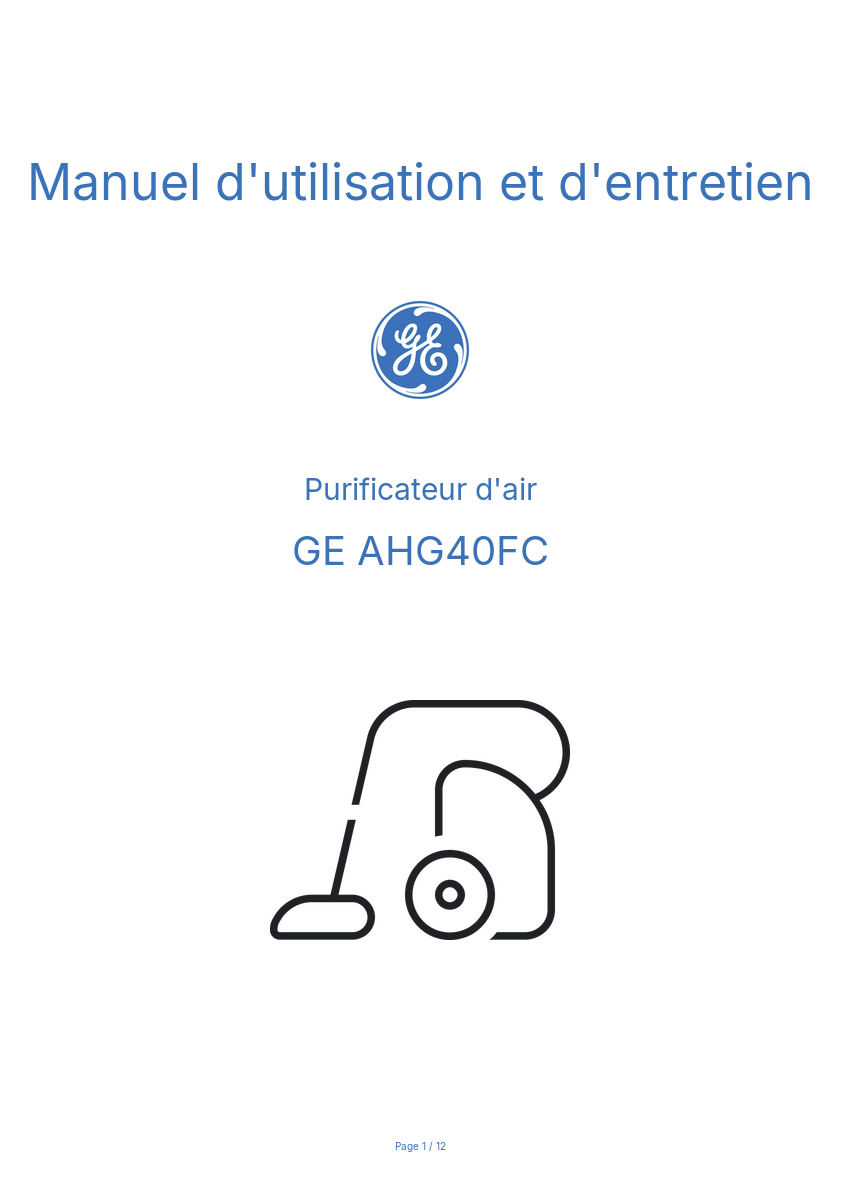 Image de la première page du manuel de l'appareil AHG40FC