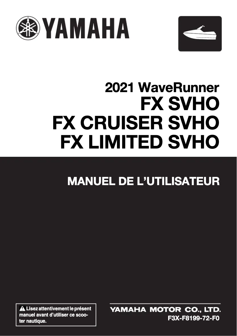 Page 1 of the manual User Manual Yamaha WaveRunner FX SVHO Limited (2021)
