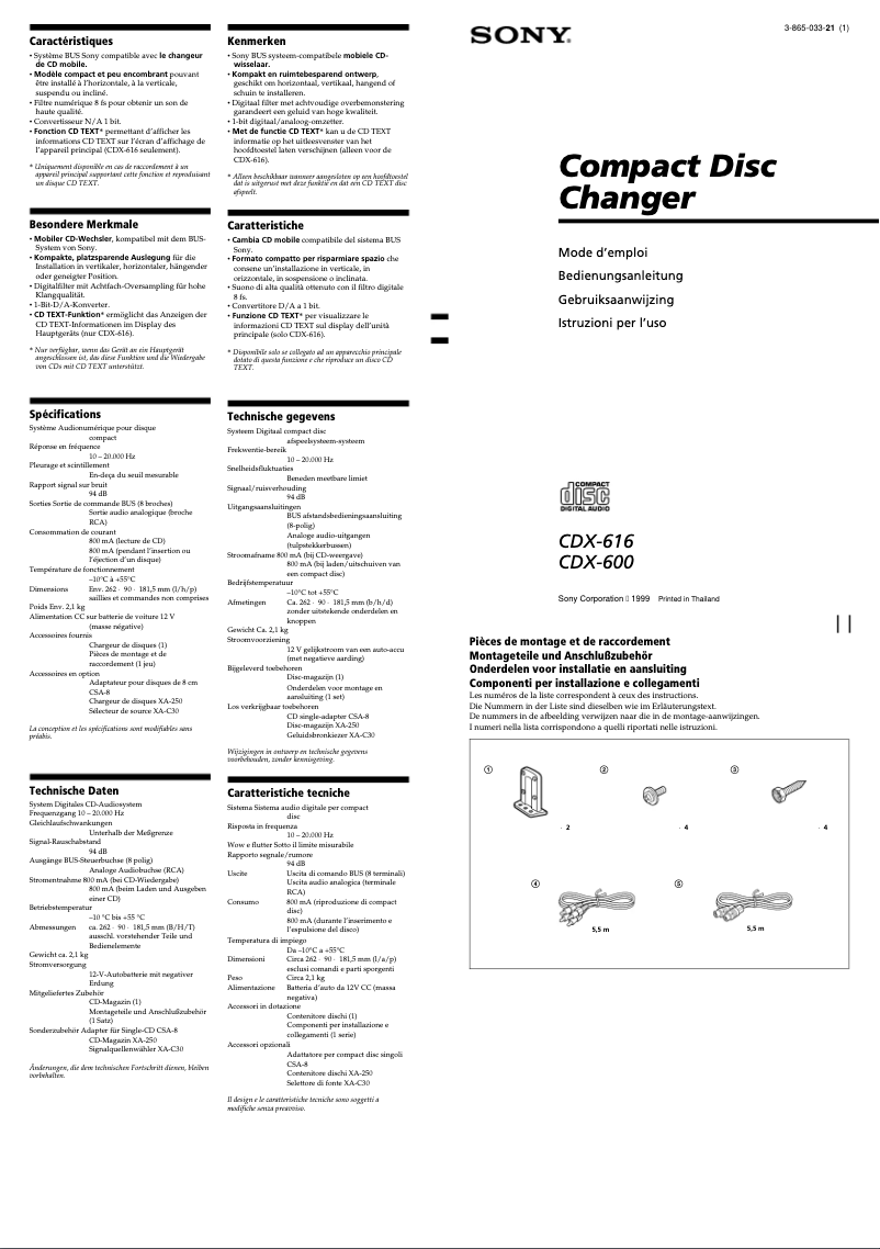 Página 1 del manual Manual de usuario Sony CDX-616