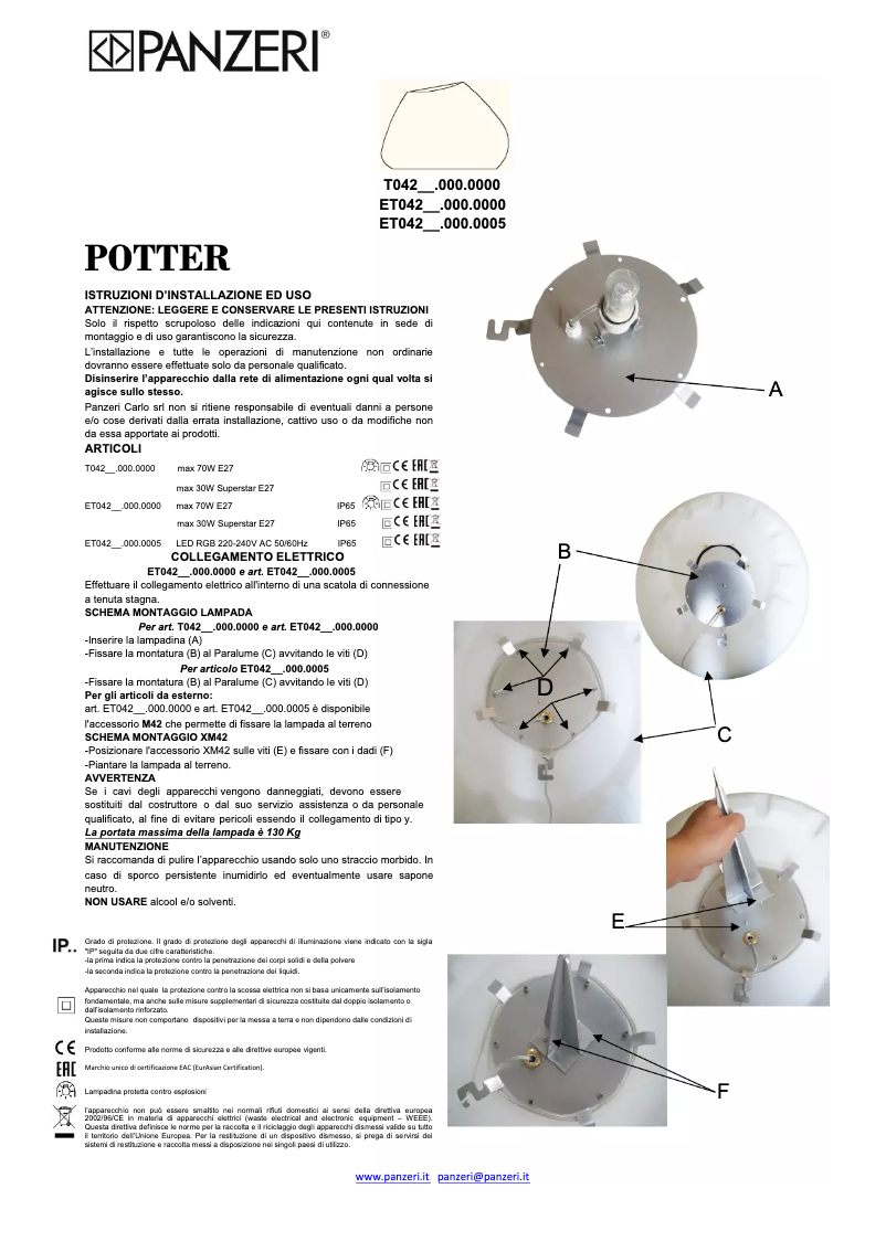 Página 1 del manual Manual de usuario Panzeri Potter
