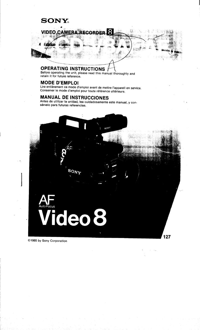 Page 1 de la notice Manuel utilisateur Sony CCD-V8AF