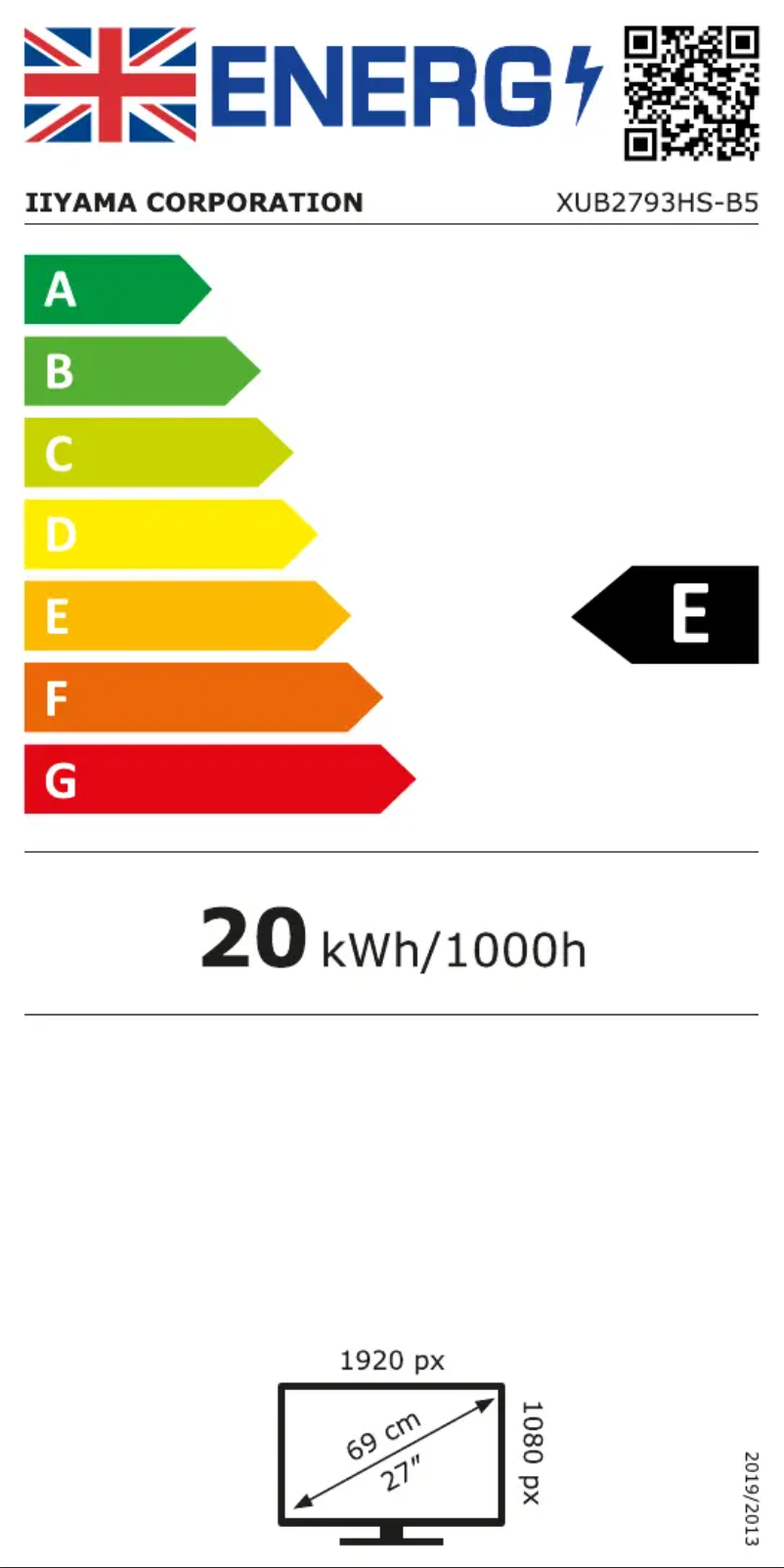 Página 1 del manual Etiqueta energética Iiyama ProLite XUB2793HS