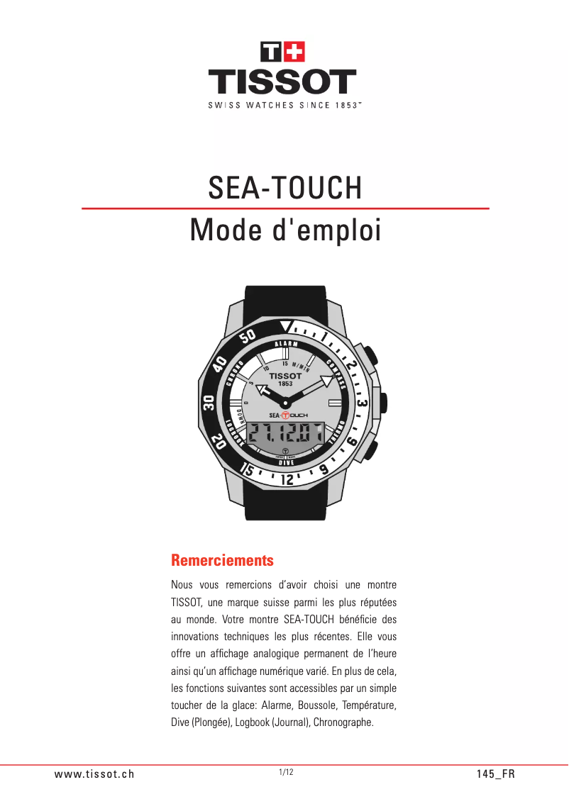 Image de la première page du manuel de l'appareil Sea Touch 145