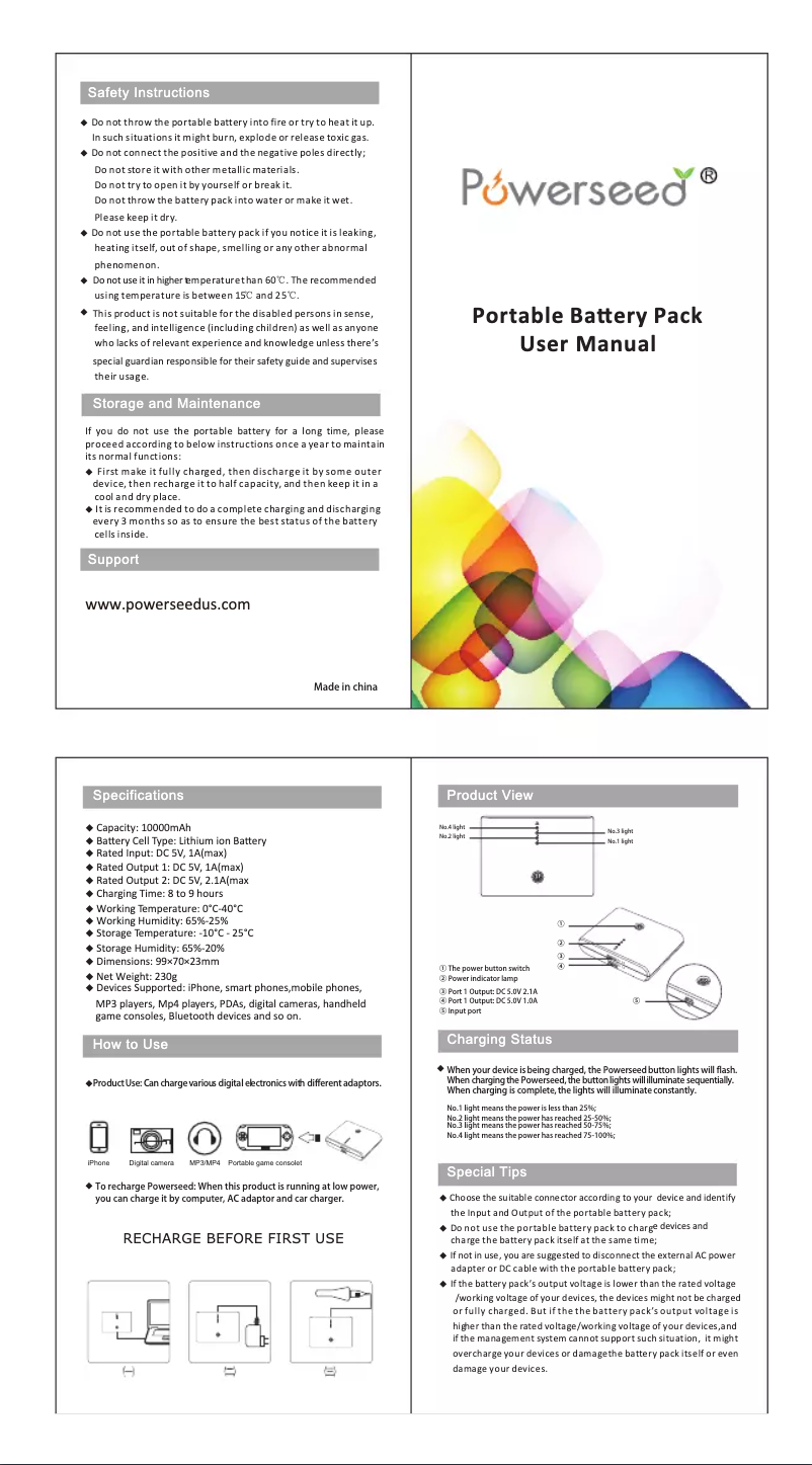 Page n°1 - Manuel utilisateur Powerseed PS-10000