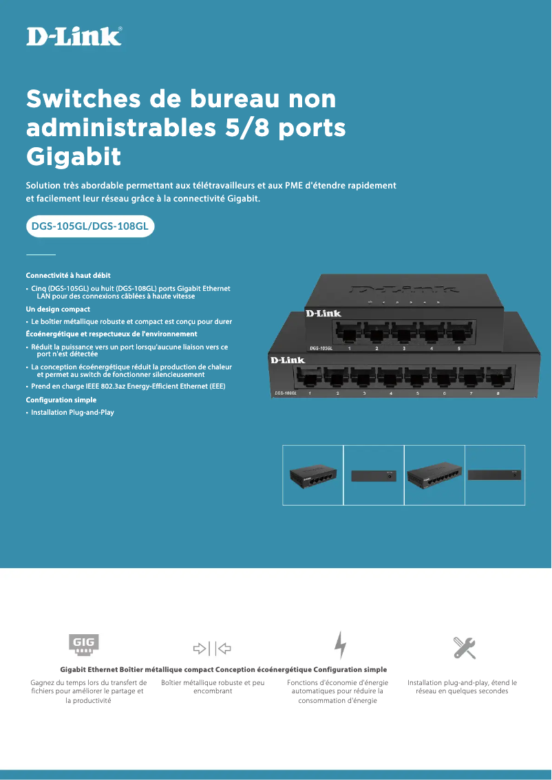 Page n°1 - Fiche technique D-Link DGS-108GL