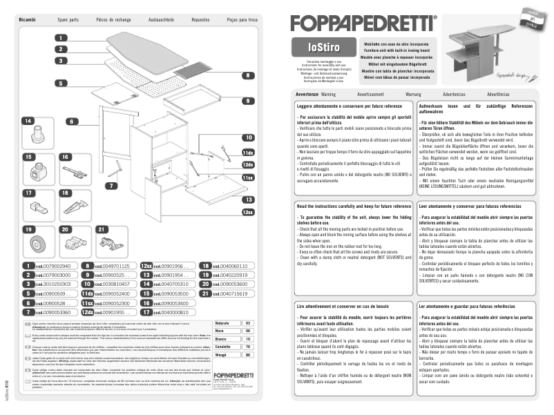 Page 1 de la notice Manuel utilisateur Foppapedretti IoStiro