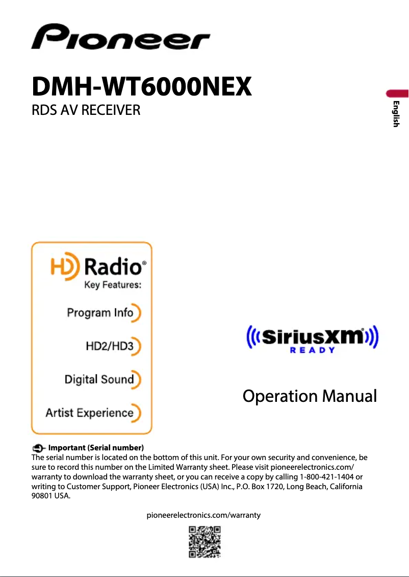 Page n°1 - Manuel utilisateur Pioneer DMH-WT6000NEX