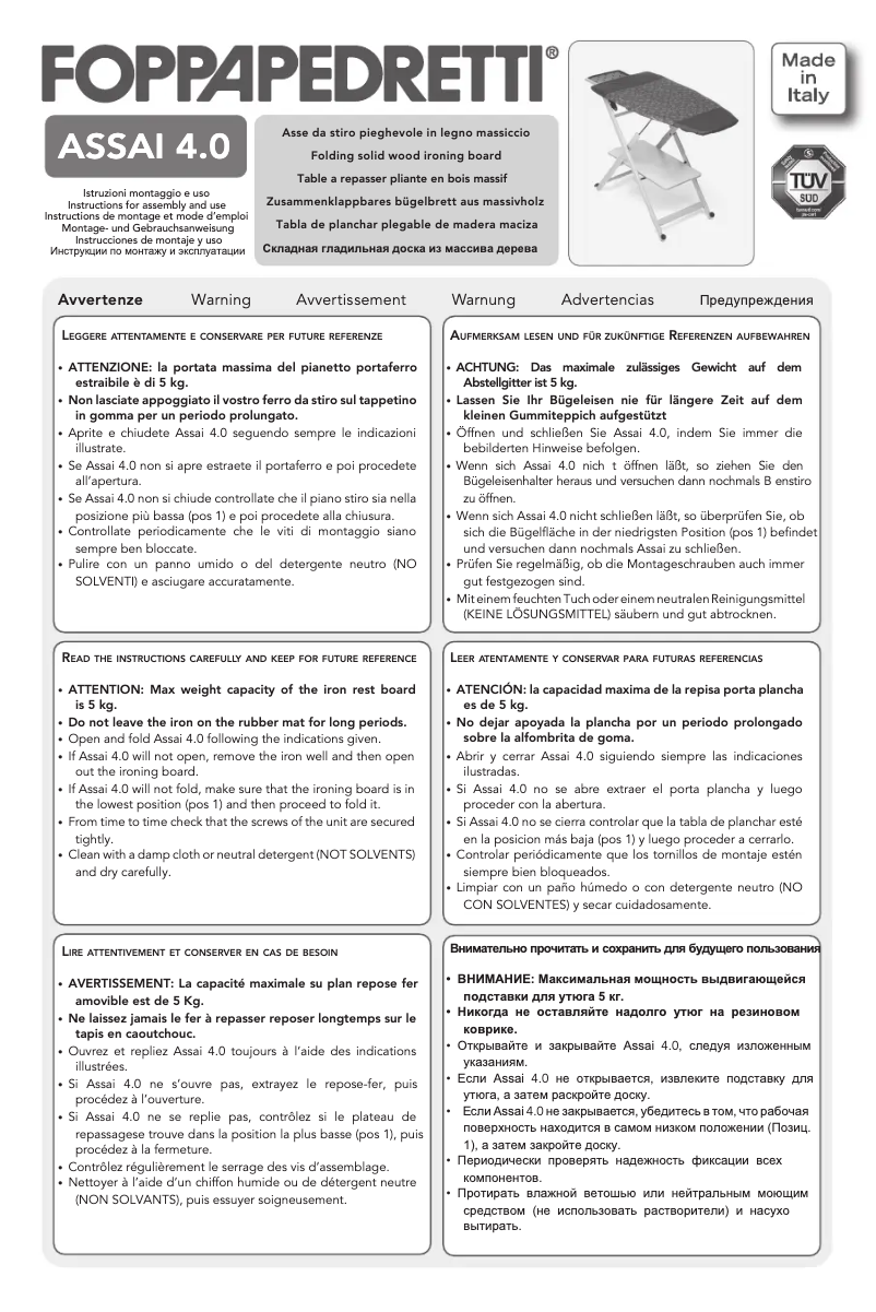 Page 1 de la notice Manuel utilisateur Foppapedretti Assai 4.0