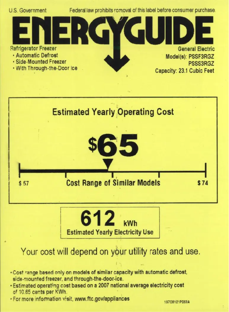 Image de la première page du manuel de l'appareil Profile PSSF3RGZCC