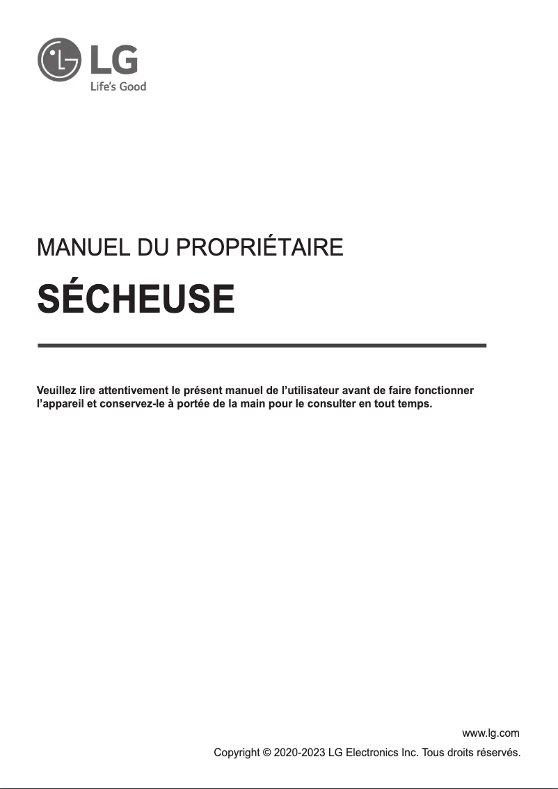 Page n°1 - Manuel utilisateur LG DLE3470M