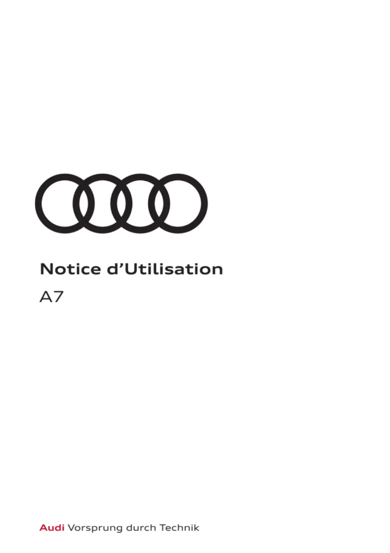 Page 1 de la notice Manuel utilisateur Audi A7 (2023)