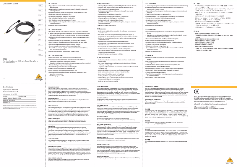 Page n°1 - Manuel utilisateur Behringer BC12