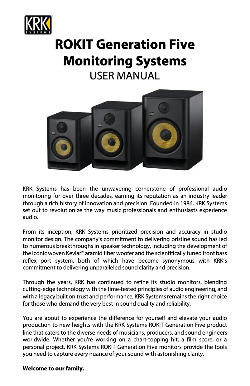 Page 1 de la notice Manuel utilisateur KRK Rokit 5 G5