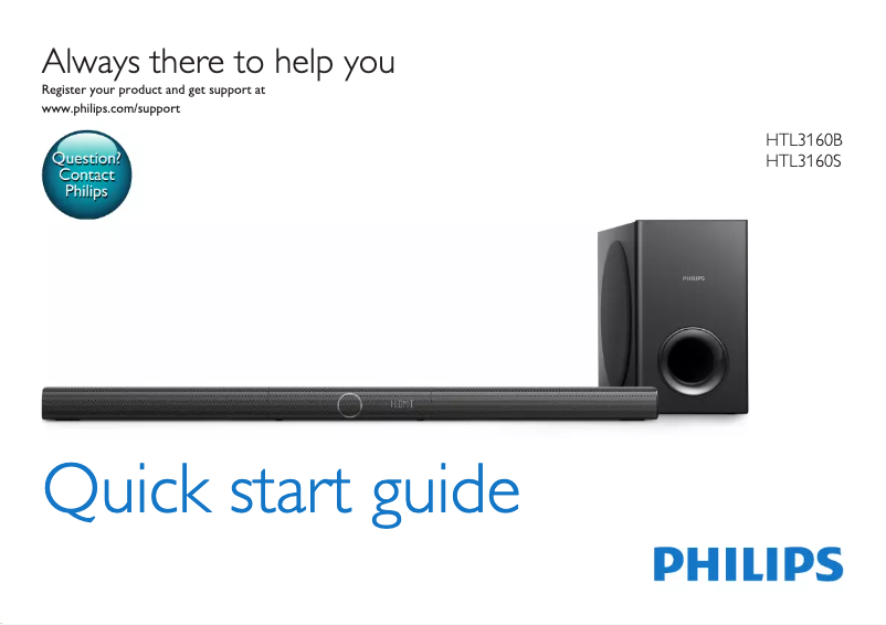 Page n°1 - Guide de démarrage rapide Philips HTL3160B