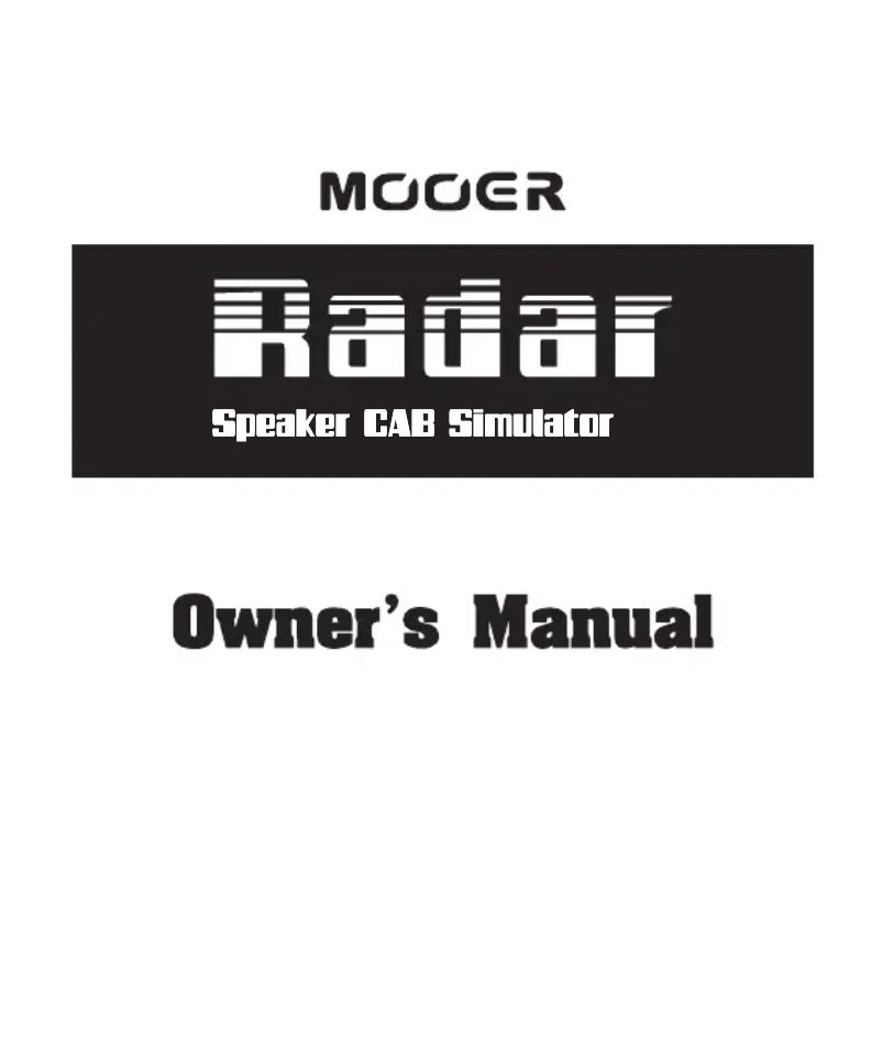 Page 1 de la notice Manuel utilisateur Mooer Radar