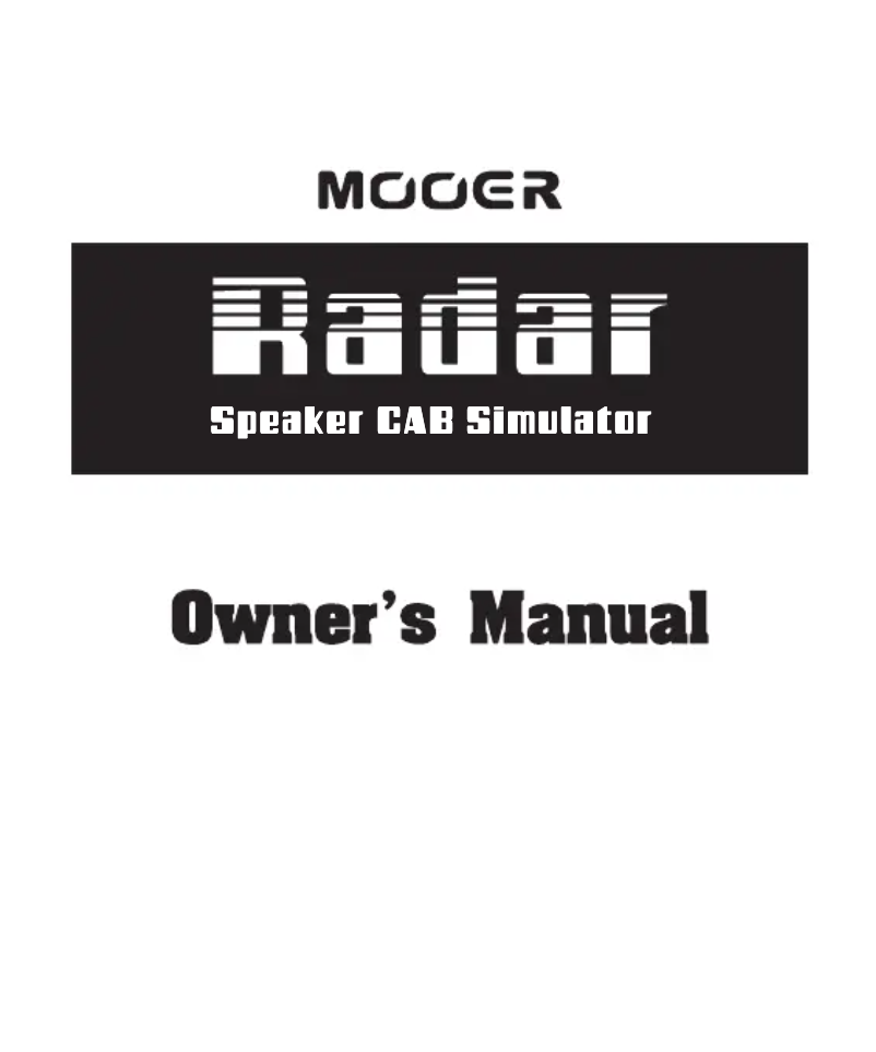 Page n°1 - Manuel utilisateur Mooer Radar