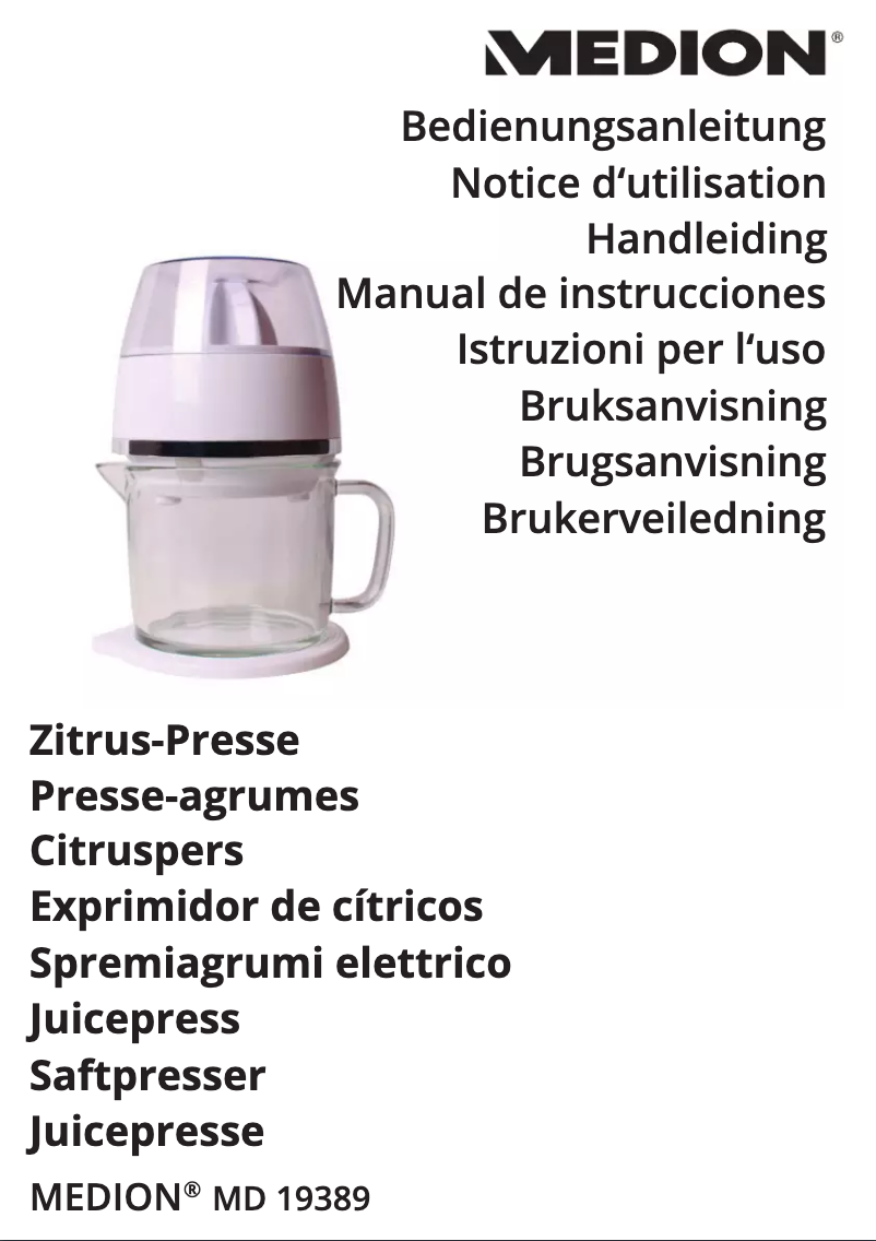 Image de la première page du manuel de l'appareil MD 19389