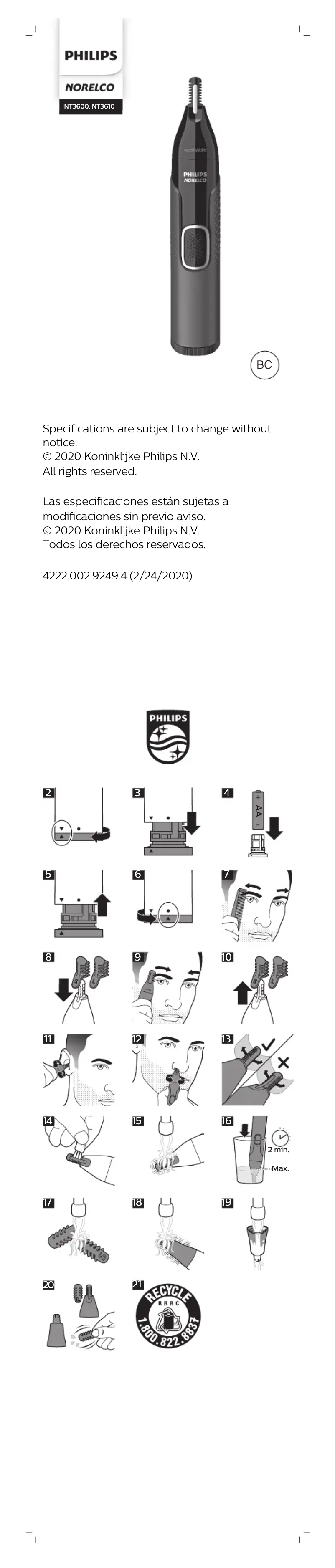 Page n°1 - Manuel utilisateur Philips Norelco NT3610