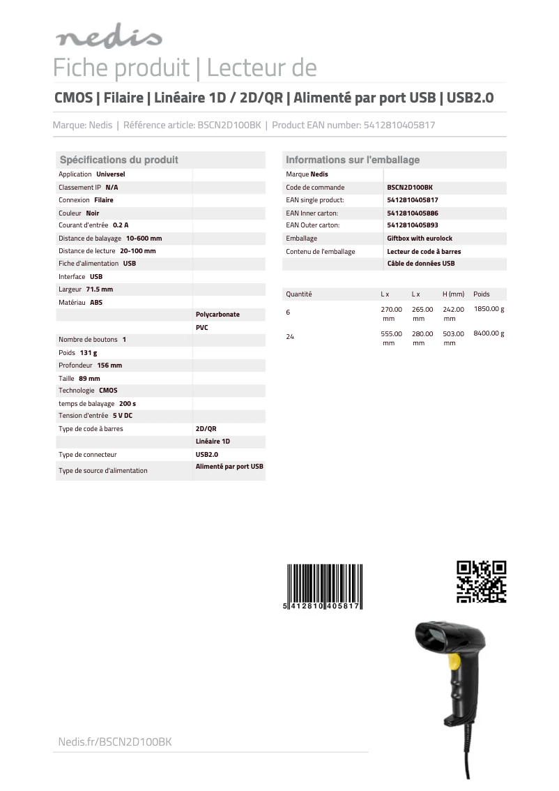 Image de la première page du manuel de l'appareil BSCN2D100BK