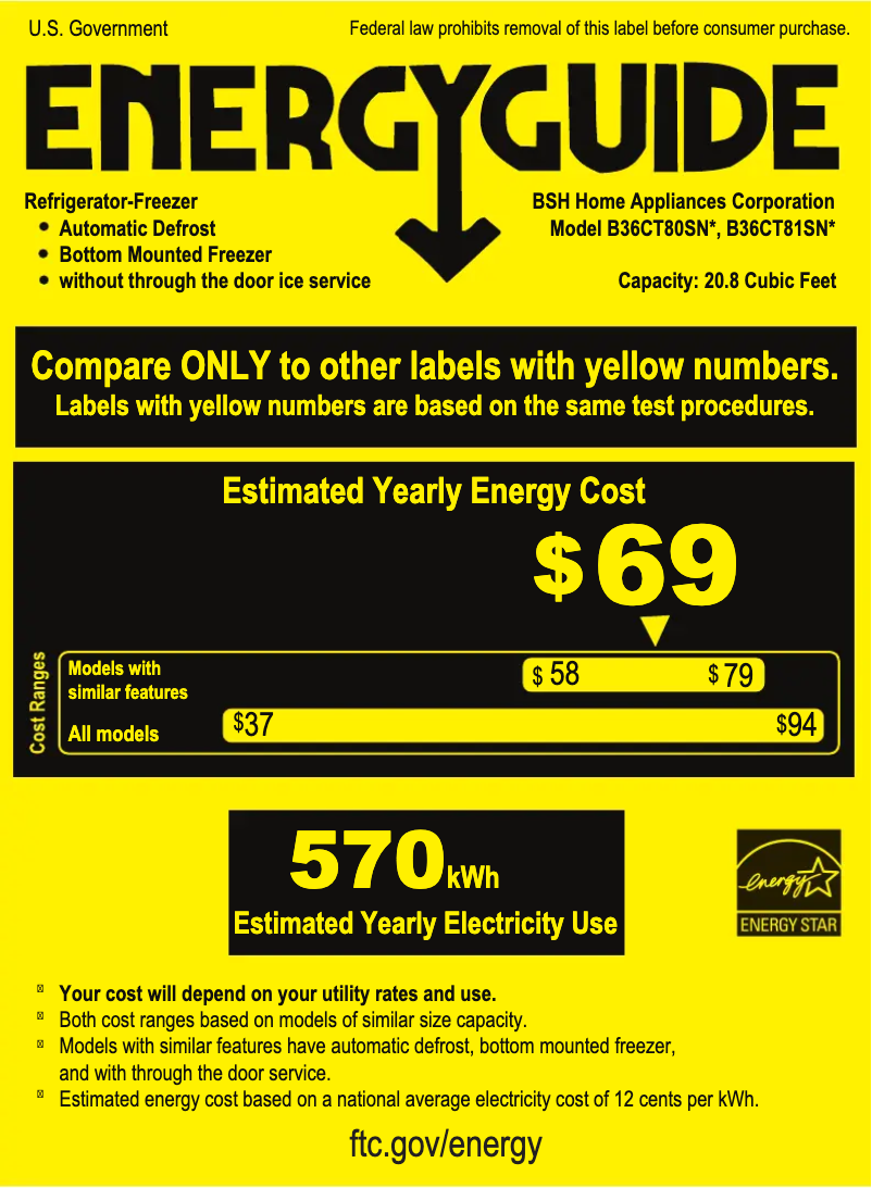 Page 1 of the manual Energy Label Bosch B36CT80SNB